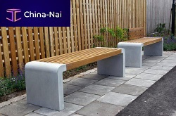 Contemporary public bench VISBYwoodenconcrete