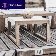 Contemporary stool Barka BA113Batyline®teak basesled base