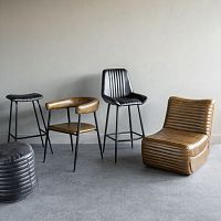 Contemporary stool 704922leathermetal baseupholstered