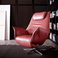 Contemporary armchair SAFIRAfabricleatherwith footrest