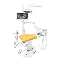 Dental unit with electric chair Compact i3compactwith adjustable headrestwith monitor