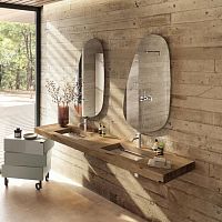 Wall-mounted washbasin Depth glasswoodenwith counter