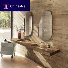 Wall-mounted washbasin Depth glasswoodenwith counter