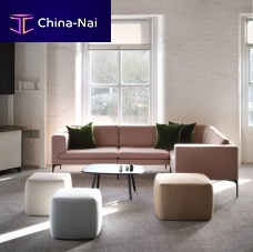 Contemporary pouf FARNE fabricleathersquare