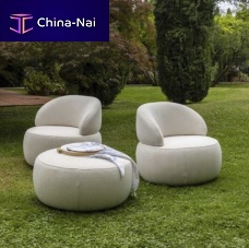 Contemporary pouf Dokufabricroundwith removable cover