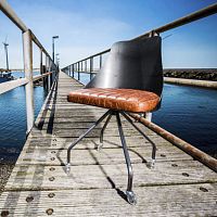 Industrial design chair SL-060leatheroakwalnut