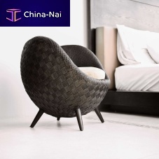 Contemporary armchair LA LUNArattanmaplewith footrest
