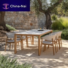 Contemporary dining table Voltaceramicteak baserectangular