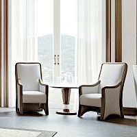 Traditional armchair Miettafabricleatherwhite