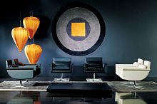 Contemporary armchair SAMBUCAleatherfabricstar base