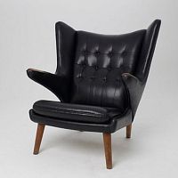 Scandinavian design armchair PAPA BEAR leatherblackred