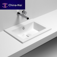 Semi-recessed washbasin STAR 58ceramicrectangularcontemporary