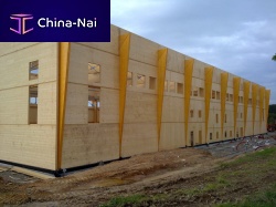 Prefab building MANHAYmodularglue-laminated woodfor industrial use