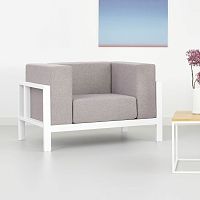 Contemporary armchair DAFNE fabricpowder-coated steelgray