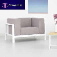 Contemporary armchair DAFNE fabricpowder-coated steelgray