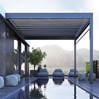 Self-supporting pergola Grandewall-mountedaluminumglass