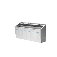 3-station surgical sink SU-02 seriesstainless steelwith knee-operated soap dispenser