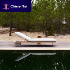 Contemporary sun lounger SENJAfabriclacquered aluminumteak