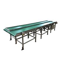 Belt conveyor driven rollerskate wheelchain