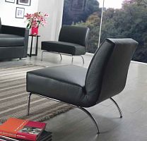 Contemporary fireside chair OSLOleathermetalblack