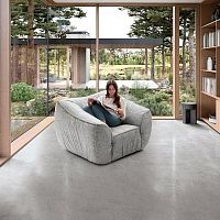 Contemporary armchair FLOATfabricwoodenwith footrest