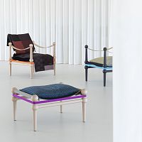 Traditional pouf Twainfabricbeechrectangular
