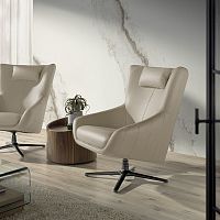 Contemporary armchair 5090leatherwith removable cushionhigh-back