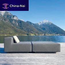 Contemporary ottoman LOOPSunbrella®squarewaterproof