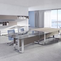 Contemporary boardroom table ALTAGAMMAwood veneerglassleather