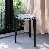 Contemporary stool LOU MACCHIATOplasticpowder-coated steel base3-legged