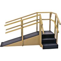 Corner rehabilitation staircase 1015with 2 handrailswith ramp