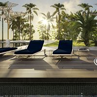 Contemporary sun lounger NOAacrylic fabricsynthetic leatherstainless steel