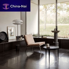 Contemporary fireside chair MANfabricleatherstainless steel