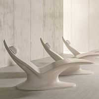 Contemporary sun lounger ONE PLUSleatherceramicpool