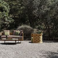Contemporary armchair PALINFRASCAfabricteakgray