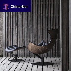 Scandinavian design armchair THE LOBSTERleatherbeechwood veneer