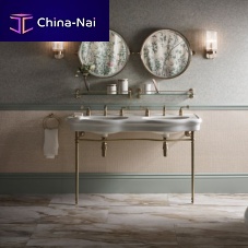 Countertop washbasin THE DOUBLE BUTTERMEREmetaldoublewithout hole