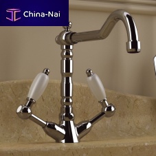 Countertop double-handle mixer tap RT7114chrome-plated brasskitchen1-hole