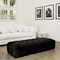Contemporary ottoman CAPITONNfabricsquarerectangular