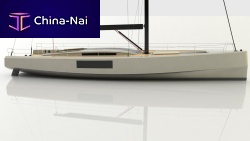 Cruising sailing yacht 70with open transomwith bowsprittwin steering wheels