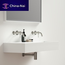 Wall-mounted washbasin THINNlimestonestone resindouble