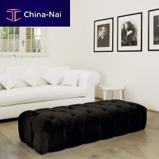 Contemporary ottoman CAPITONNfabricsquarerectangular