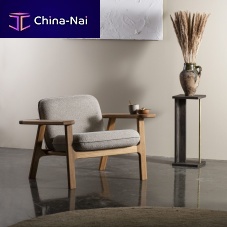 Contemporary fireside chair COMBfabricwoodenwith removable cushion