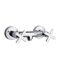 Double-handle shower mixer tap 6208Swall-mountedchrome-plated brassnickel