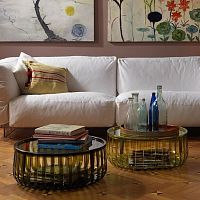 Contemporary coffee table PANIER polycarbonatepolycarbonate baseround