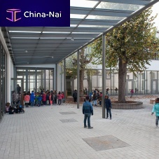 Entrance canopy metalglassinclined