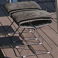 Contemporary stool BOSSlacquered metal baseupholsteredsled base