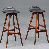 Scandinavian design bar stool 1960-70sleatherrosewood baseblack