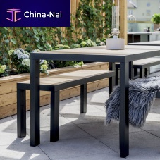 Contemporary garden bench by Broberg & Ridderstrle teakstainless steelFSC certified