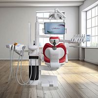 Dental unit with electro-mechanical chair P19Twith monitorwith hygiene systemwith intraoral camera